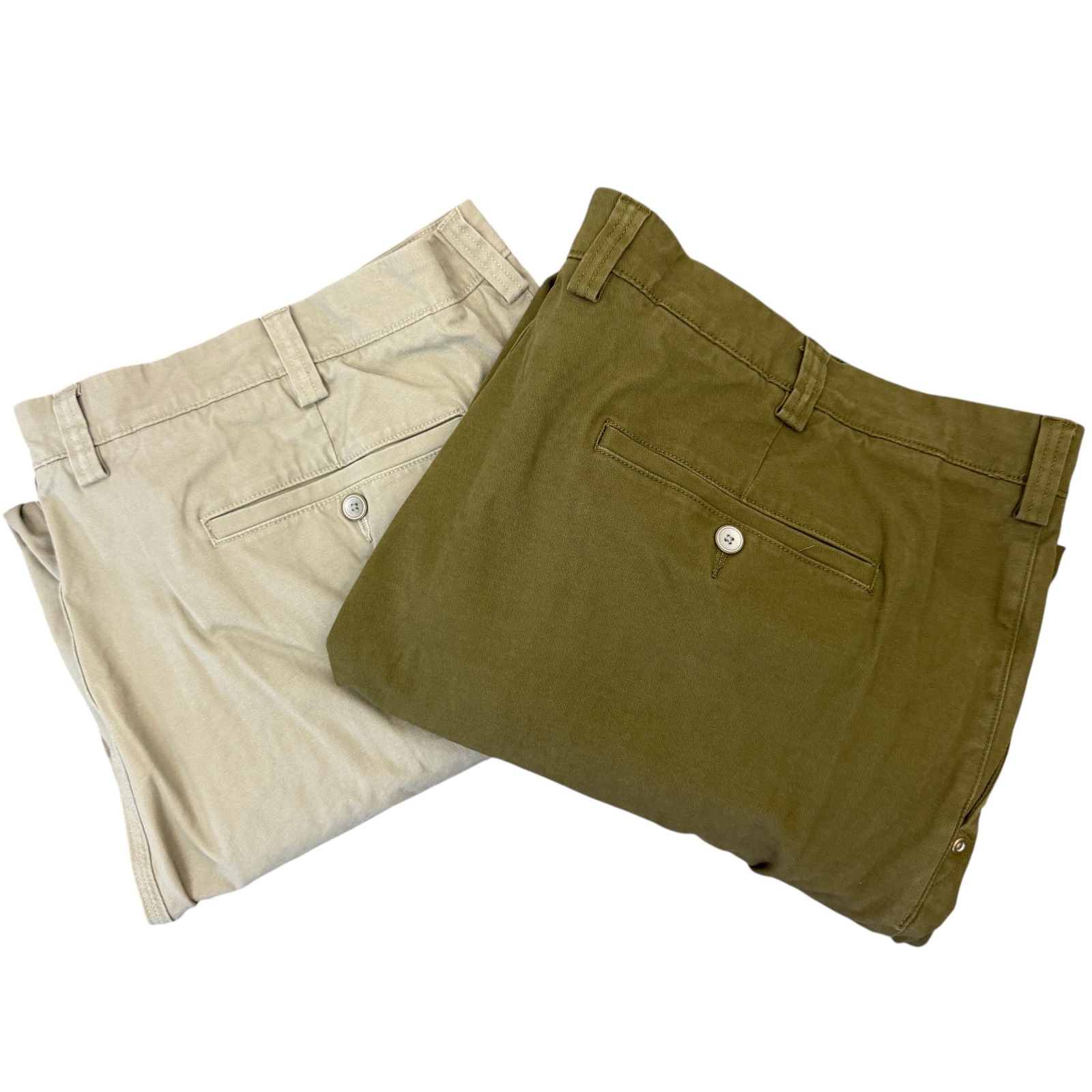 (Lot Of2) Duluth Trading Co Flex Ballroom Khakis Mens 44x30 Stretch Tan / Green
